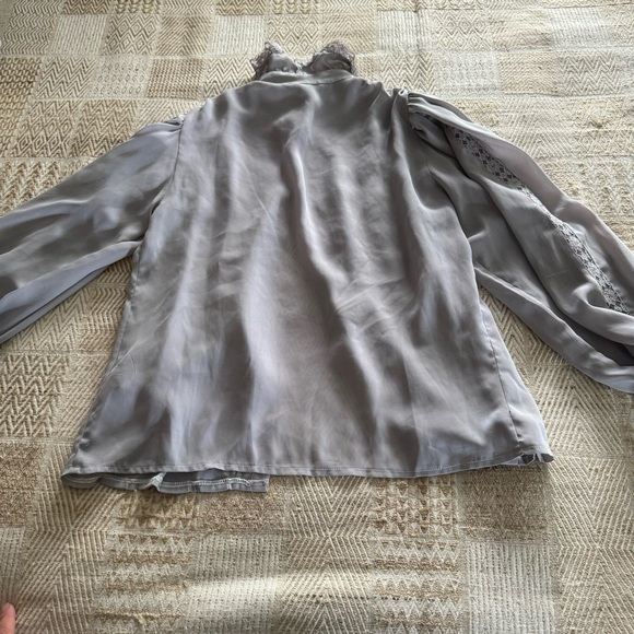 Vintage Sheer Ruffle High Neck Lace Blouse - Picture 7 of 9